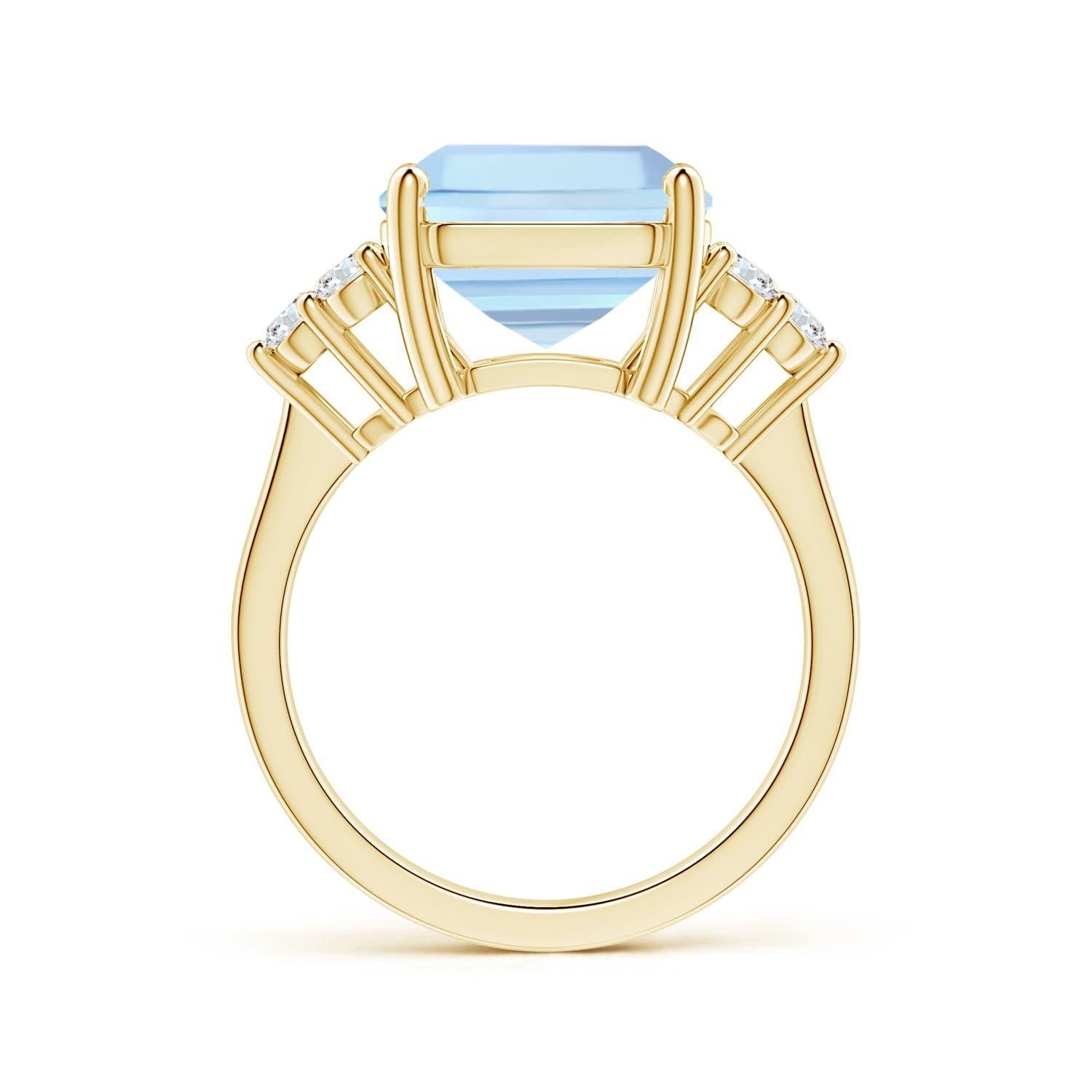 For Sale:  Angara Gia Certified Square Emerald-Cut Aquamarine Diamond Ring in Yellow Gold  2
