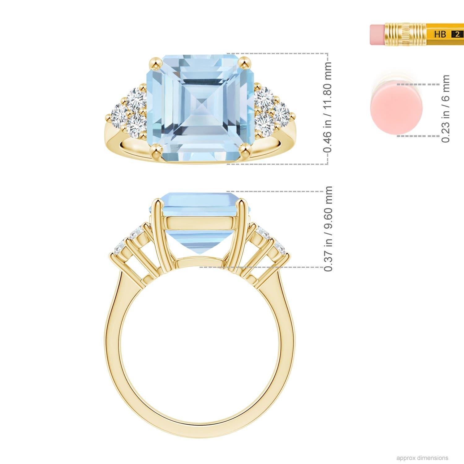 For Sale:  Angara Gia Certified Square Emerald-Cut Aquamarine Diamond Ring in Yellow Gold  5