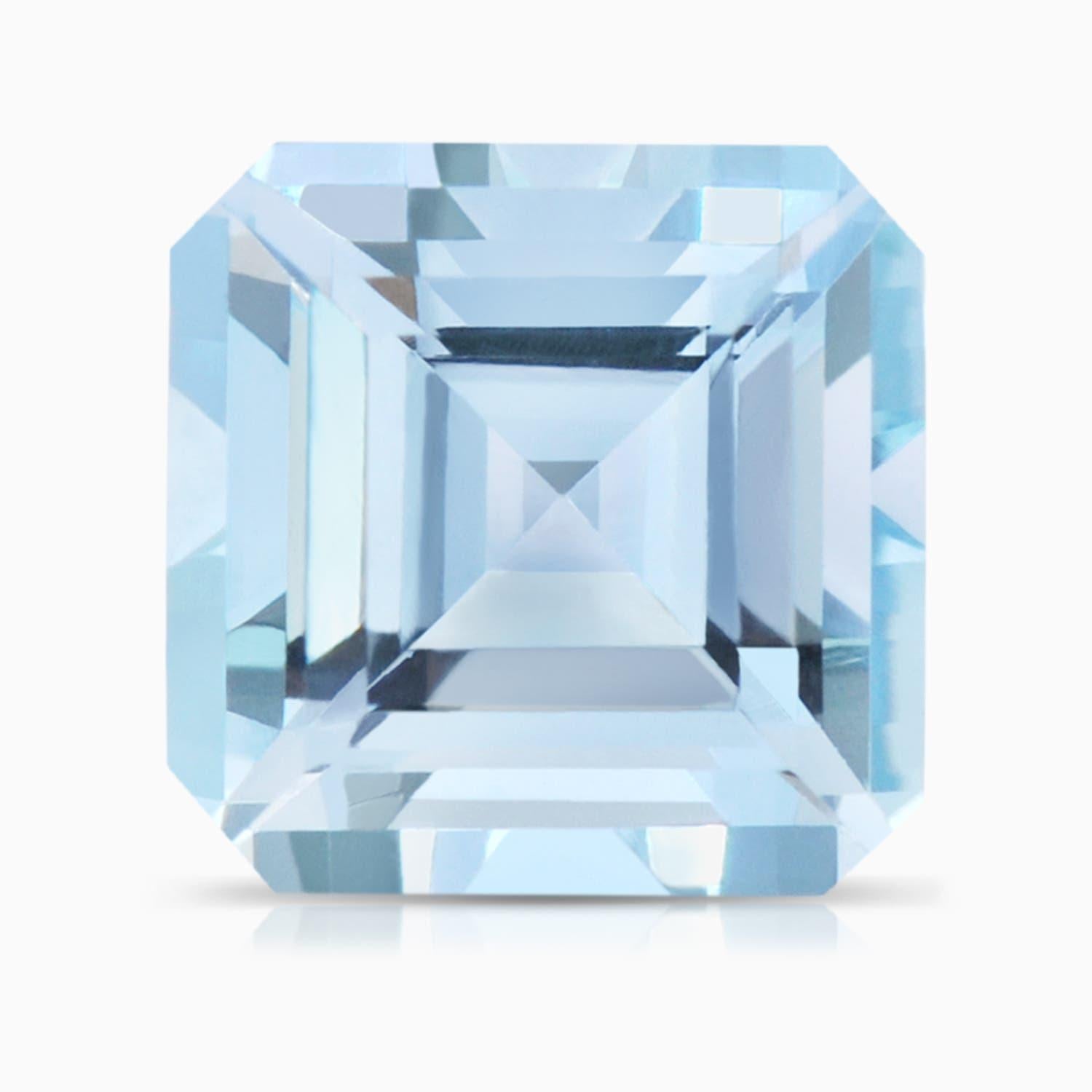Angara Gia Certified Square Emerald-Cut Aquamarine Ring in White Gold with Halo 6
