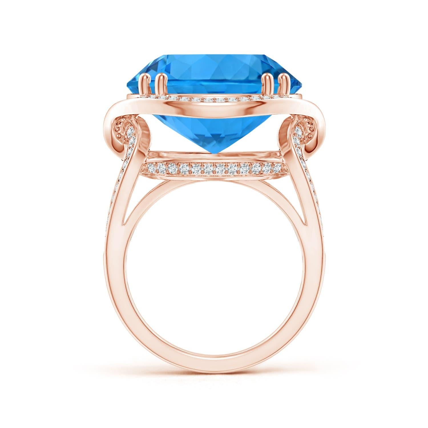 Angara Gia Certified Swiss Blue Topaz Bypass Halo Ring in Rose Gold for Women 3