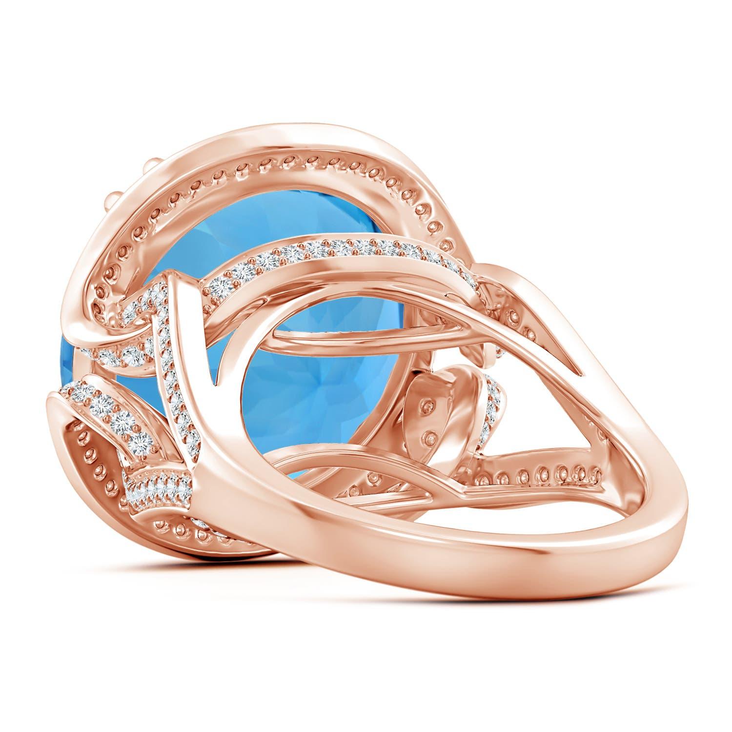 Angara Gia Certified Swiss Blue Topaz Bypass Halo Ring in Rose Gold for Women 4