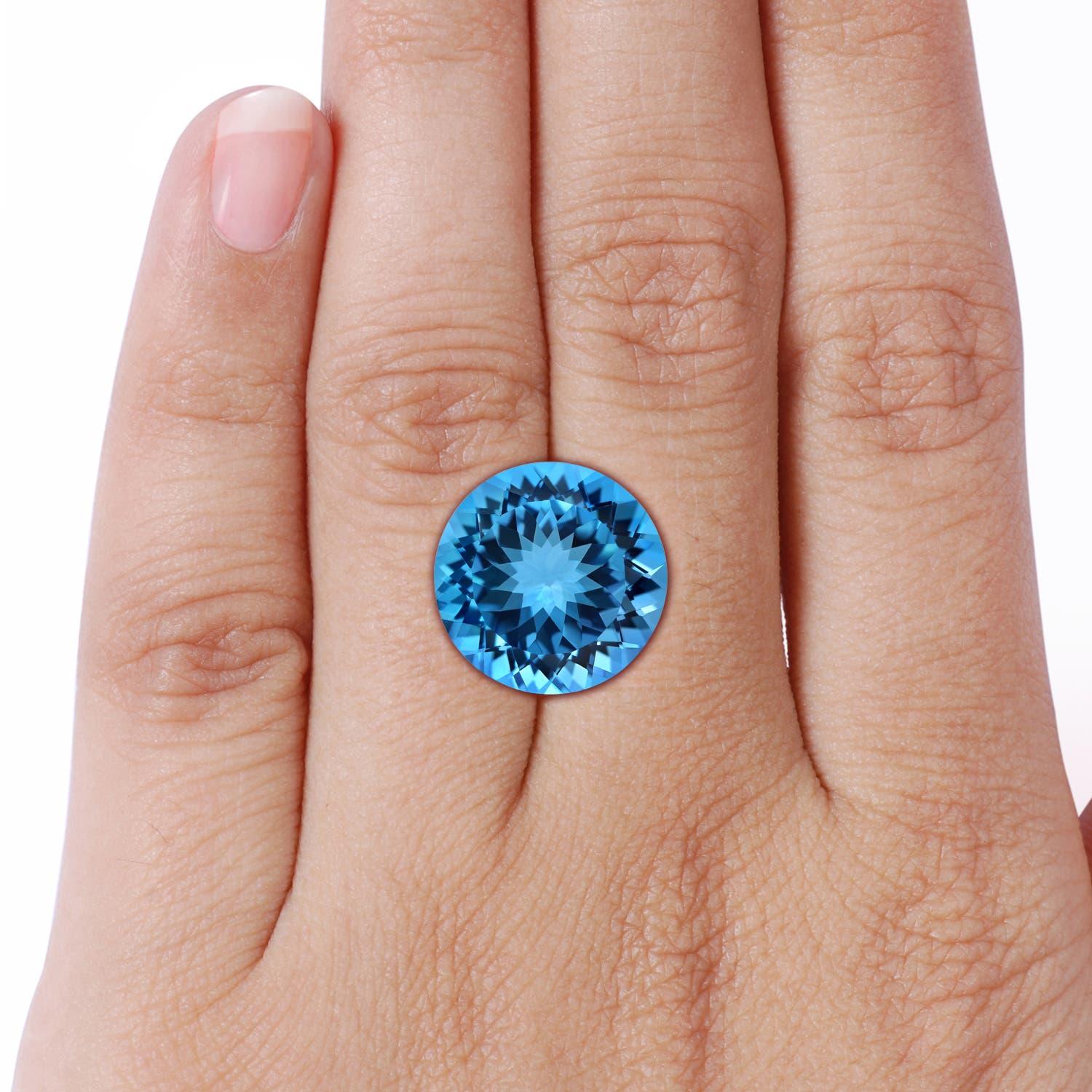 For Sale:  Angara Gia Certified Swiss Blue Topaz Bypass Halo Ring in Rose Gold for Women 9