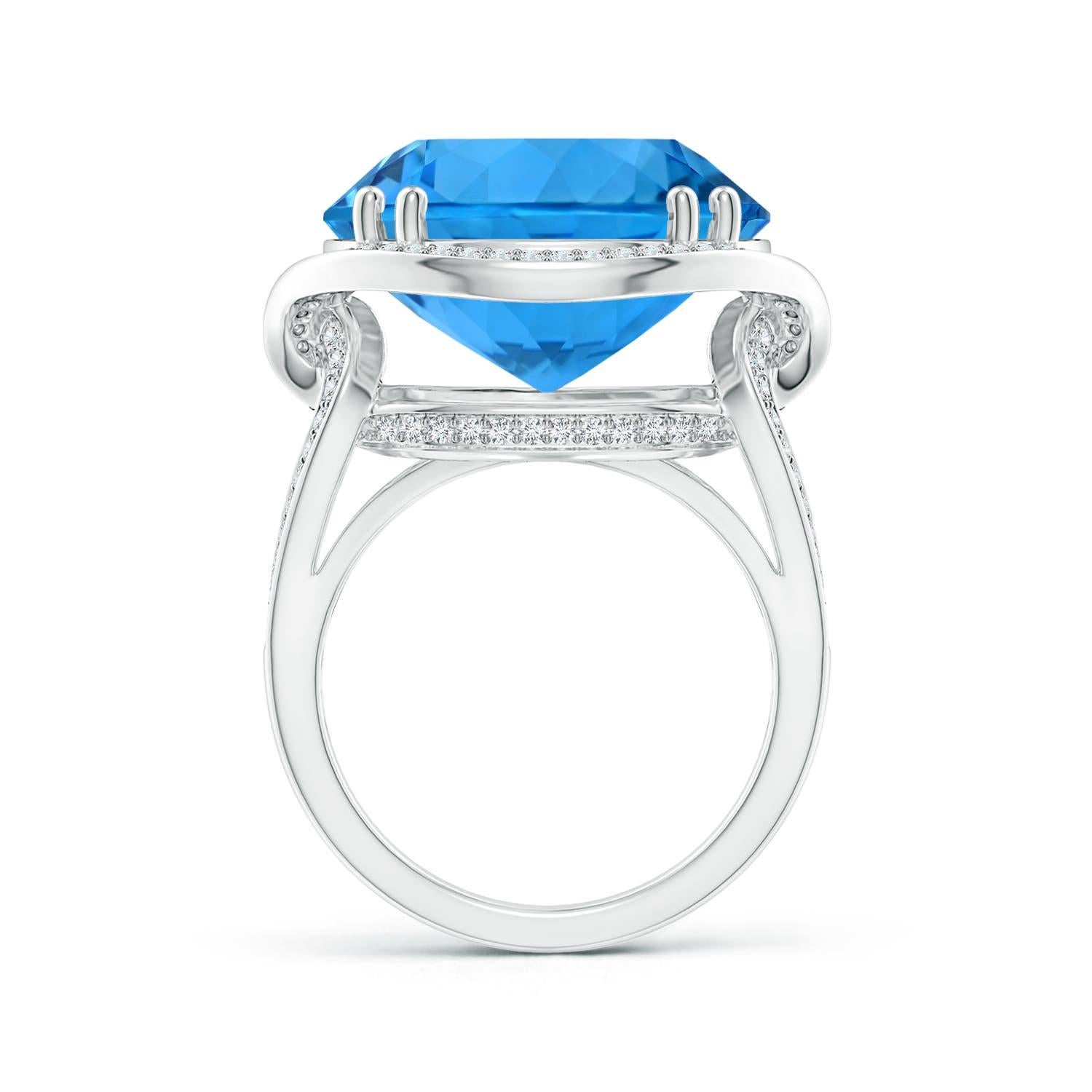For Sale:  Angara Gia Certified Swiss Blue Topaz Bypass Halo Ring in White Gold for Women 3