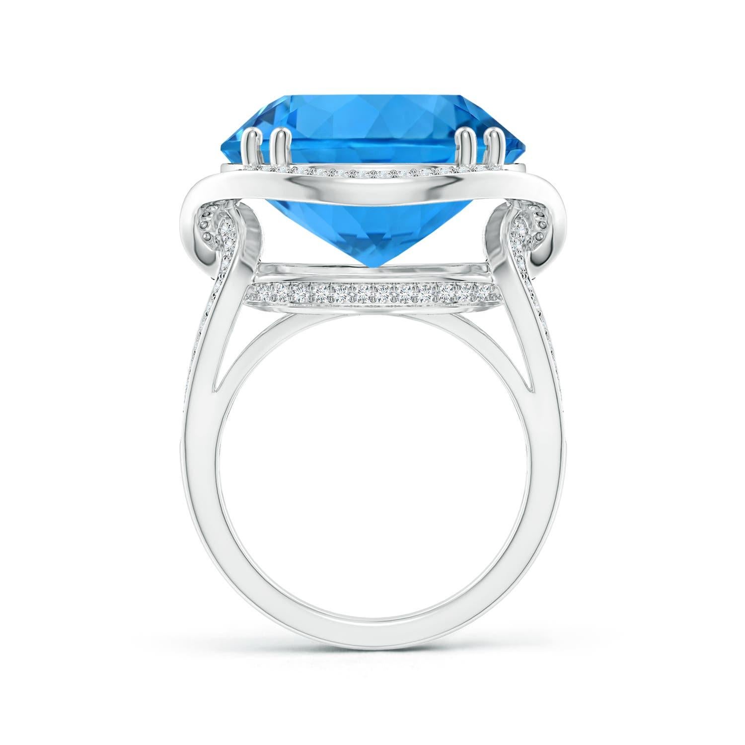 Angara Gia Certified Swiss Blue Topaz Bypass Halo Ring in White Gold for Women 3