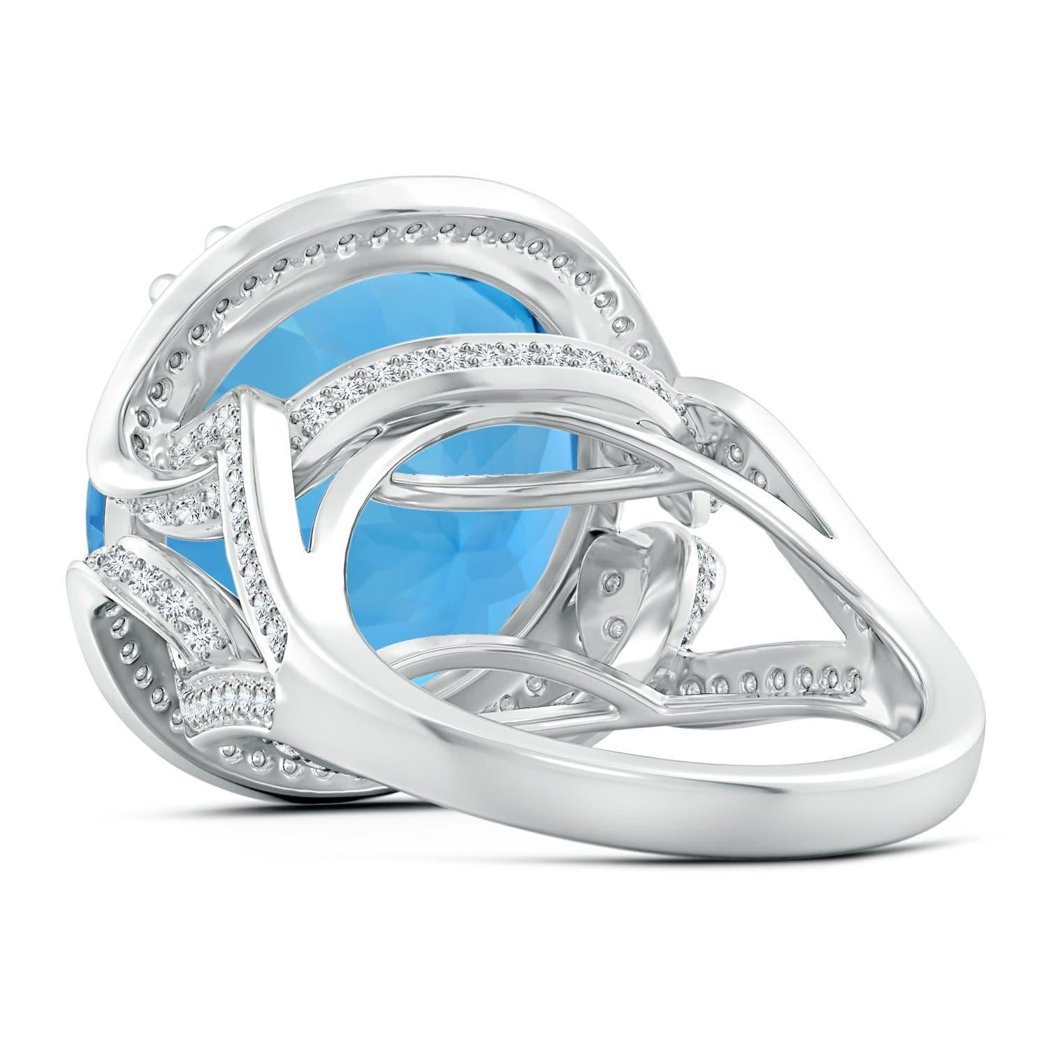 Angara Gia Certified Swiss Blue Topaz Bypass Halo Ring in White Gold for Women 4