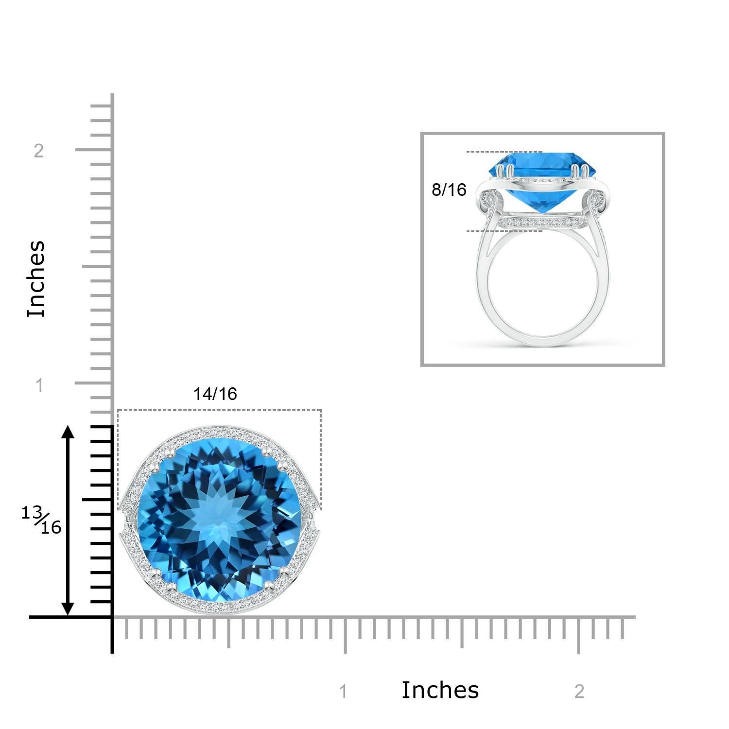Angara Gia Certified Swiss Blue Topaz Bypass Halo Ring in White Gold for Women 7