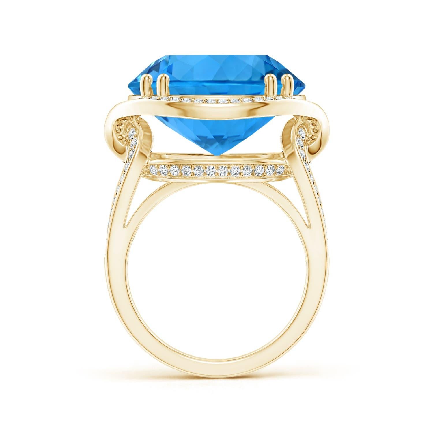 ANGARA GIA Certified Swiss Blue Topaz Bypass Halo Ring in Yellow Gold for Women 3