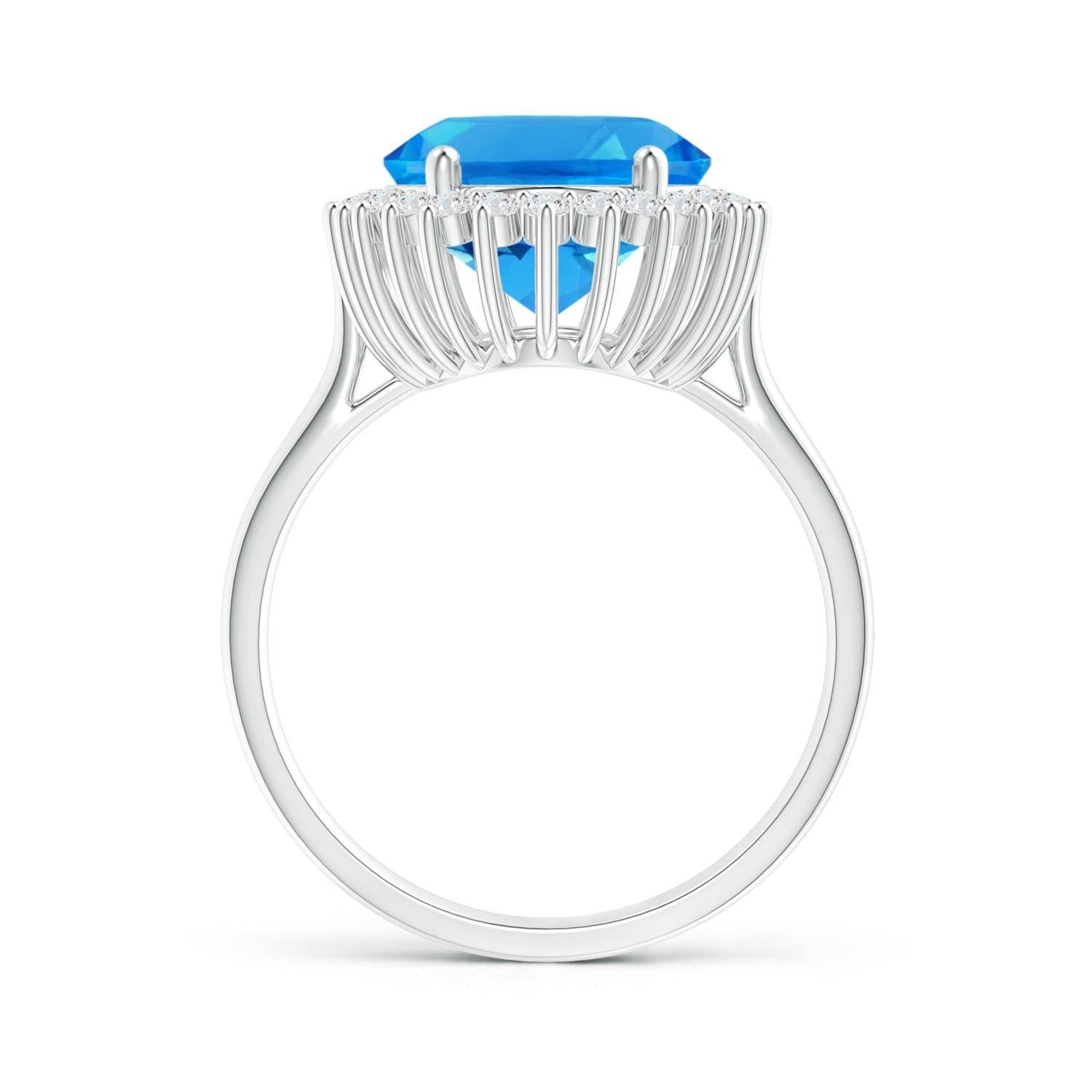 For Sale:  Angara GIA Certified Swiss Blue Topaz Classic Floral Halo White Gold Ring 2
