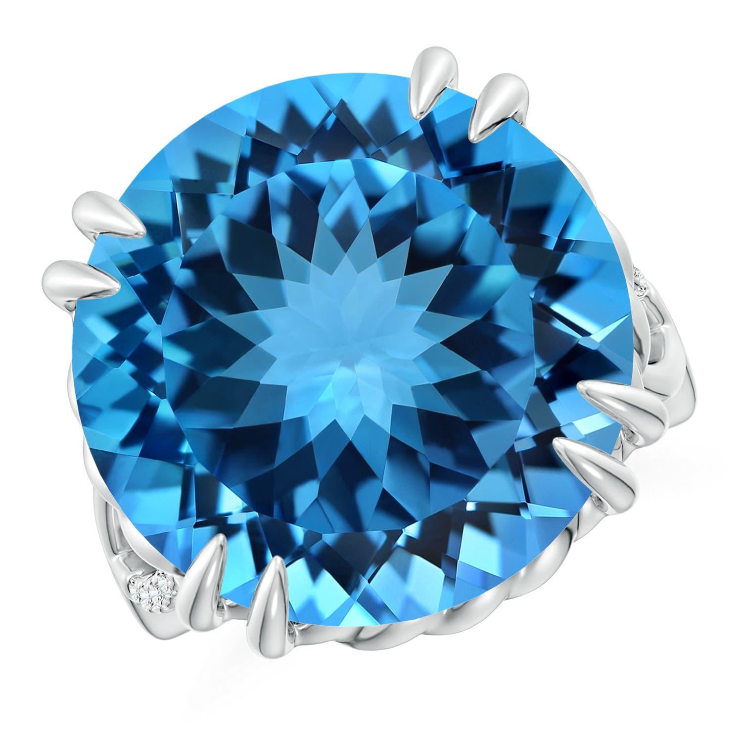 GIA Certified Swiss Blue Topaz Cocktail Ring in White Gold 2
