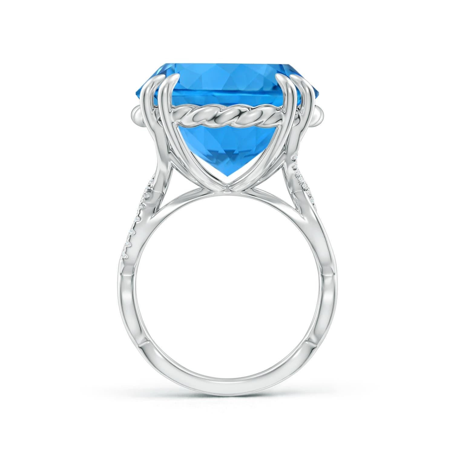 GIA Certified Swiss Blue Topaz Cocktail Ring in White Gold 3