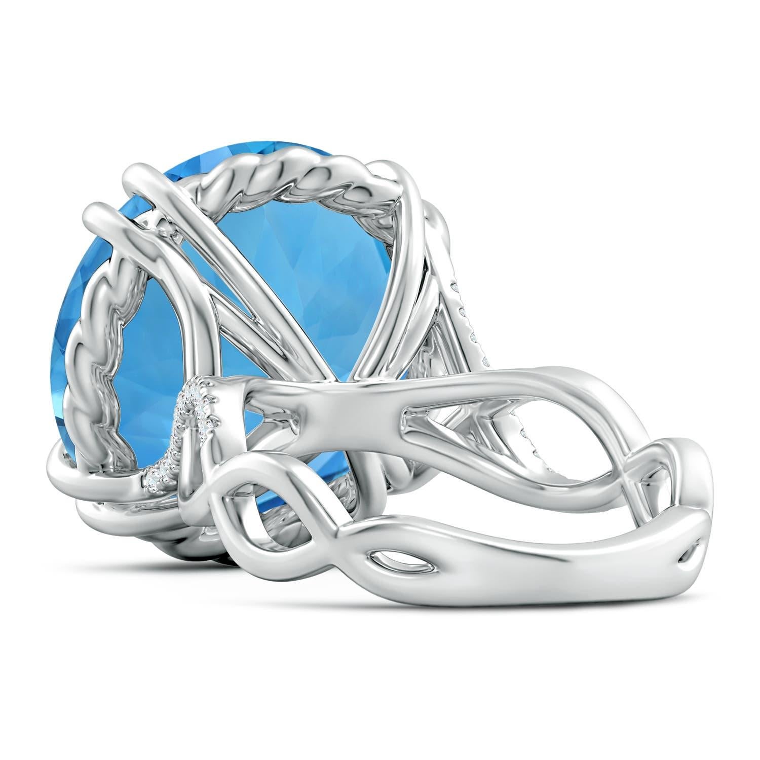 GIA Certified Swiss Blue Topaz Cocktail Ring in White Gold 4