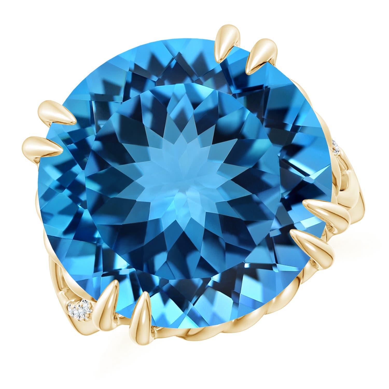 En vente :  Bague cocktail en or jaune avec topaze bleue suisse certifiée GIA 2