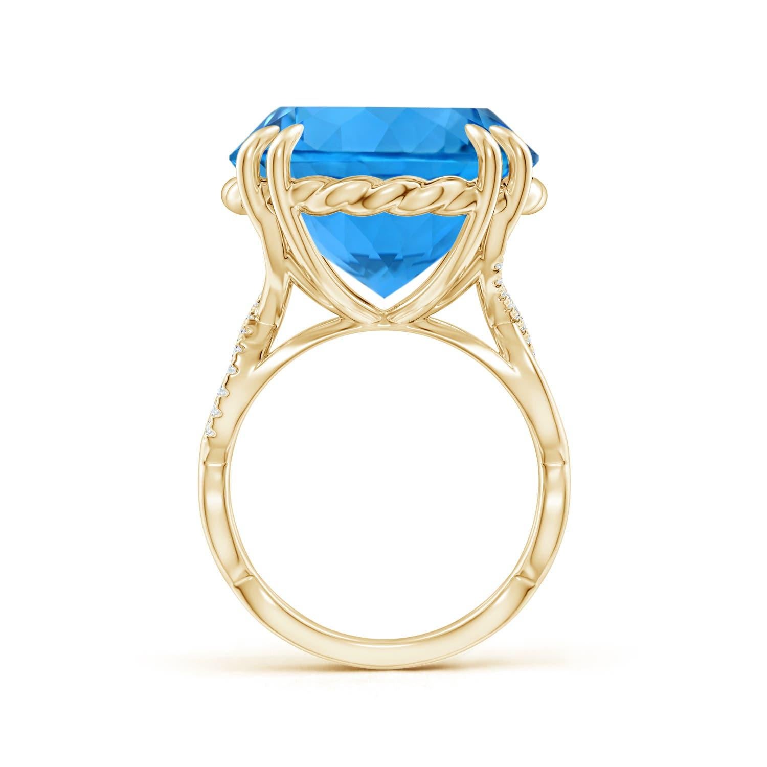 GIA Certified Swiss Blue Topaz Cocktail Ring in Yellow Gold 3