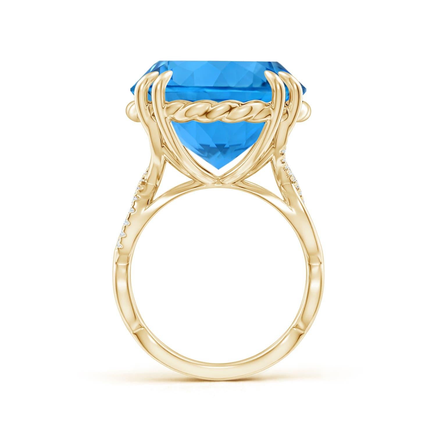 En vente :  Bague cocktail en or jaune avec topaze bleue suisse certifiée GIA 3