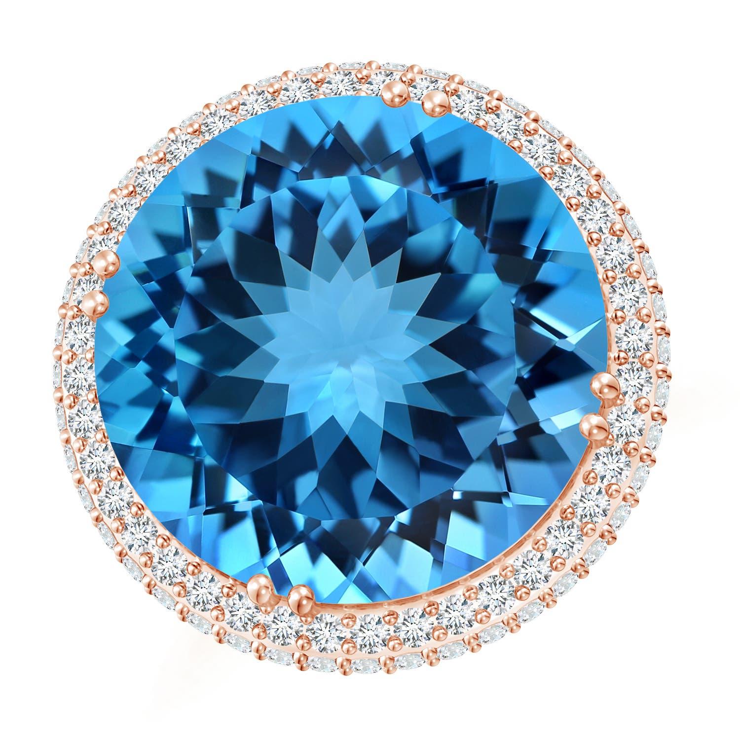For Sale:  ANGARA GIA Certified Swiss Blue Topaz Double Halo Ring in Rose Gold 2