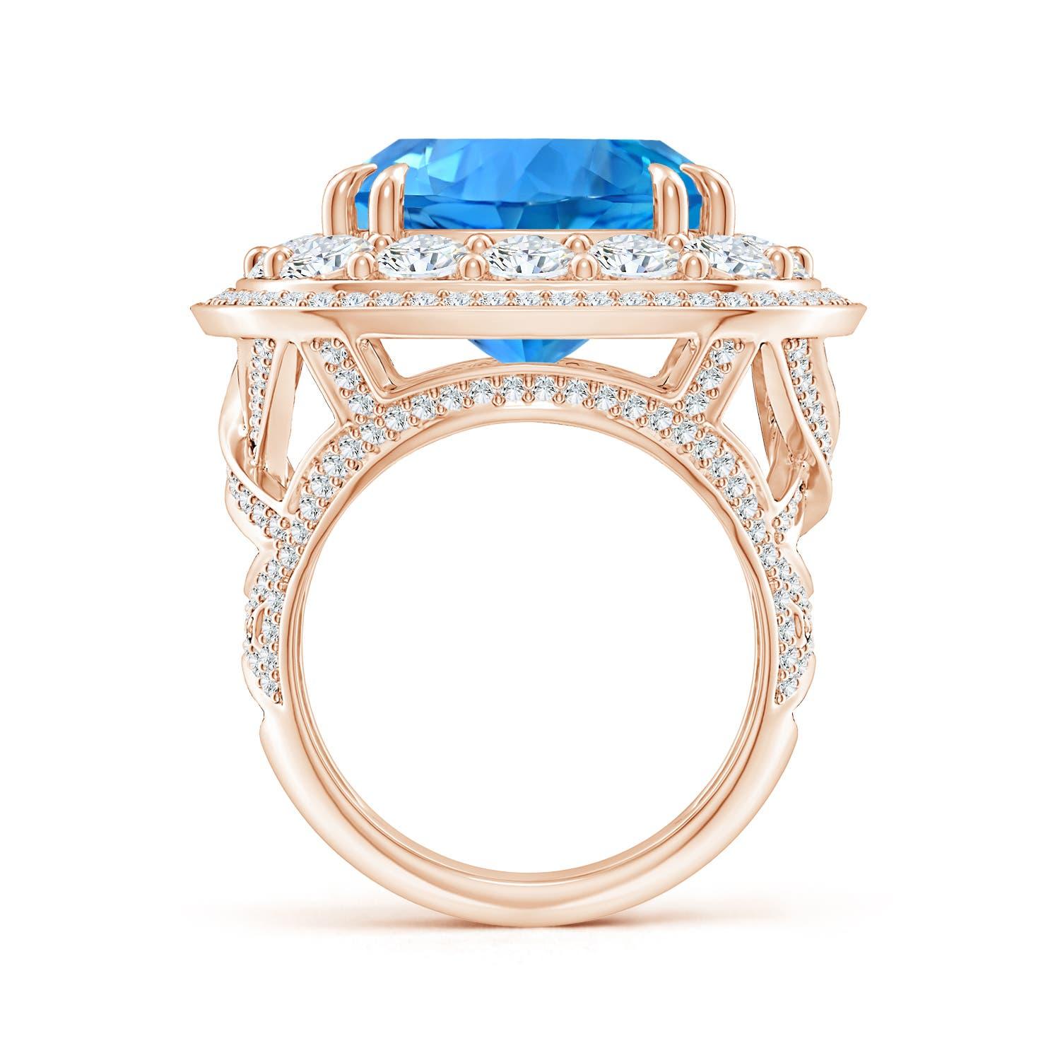 For Sale:  ANGARA GIA Certified Swiss Blue Topaz Double Halo Ring in Rose Gold 3
