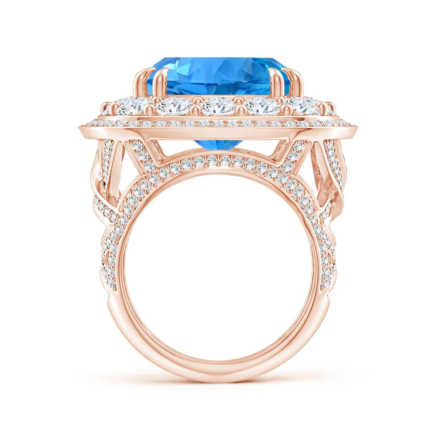 For Sale:  Angara Gia Certified Swiss Blue Topaz Double Halo Ring in Rose Gold 3