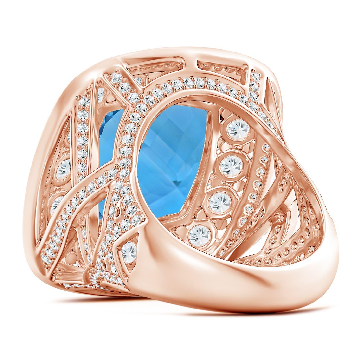 For Sale:  Angara Gia Certified Swiss Blue Topaz Double Halo Ring in Rose Gold 4