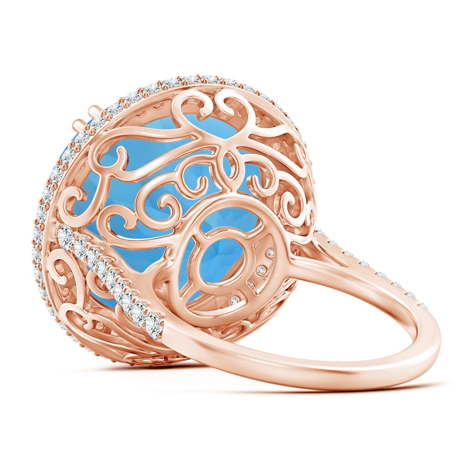 For Sale:  ANGARA GIA Certified Swiss Blue Topaz Double Halo Ring in Rose Gold 4