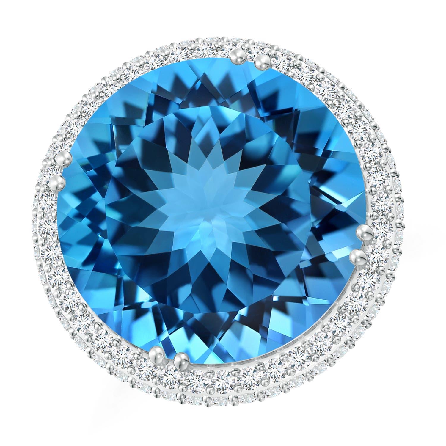 For Sale:  GIA Certified Swiss Blue Topaz Double Halo Ring in White Gold 2