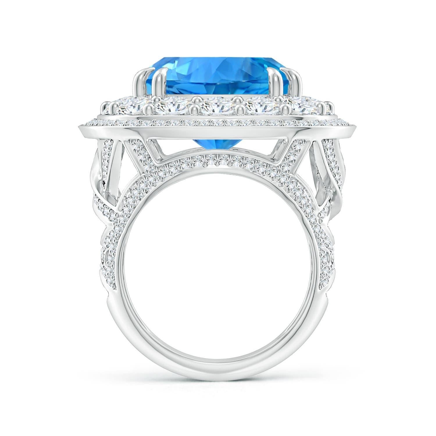 Im Angebot: ANGARA GIA-zertifizierter Schweizer Blautopas-Doppel Halo-Ring aus Weißgold () 3