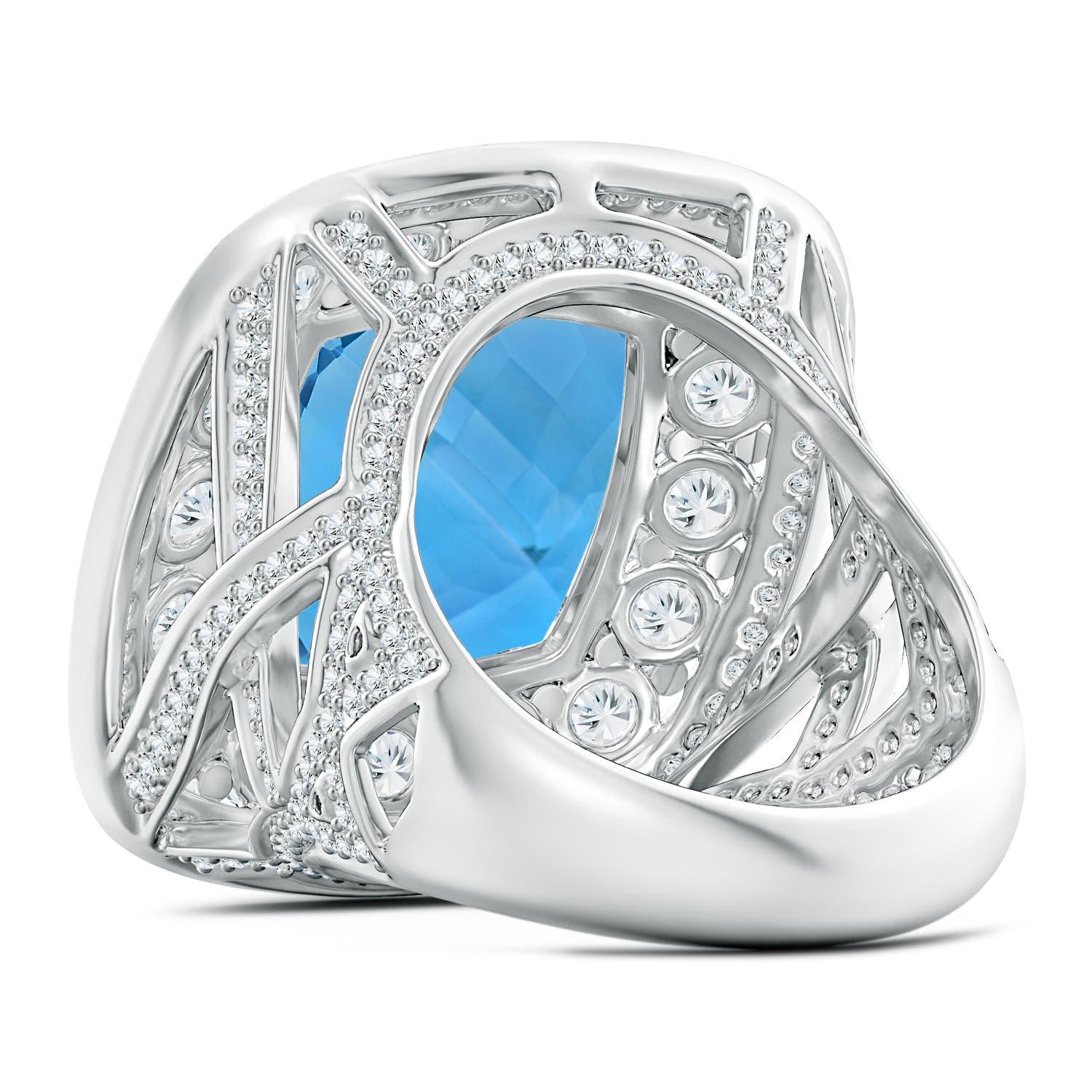 Im Angebot: ANGARA GIA-zertifizierter Schweizer Blautopas-Doppel Halo-Ring aus Weißgold () 4