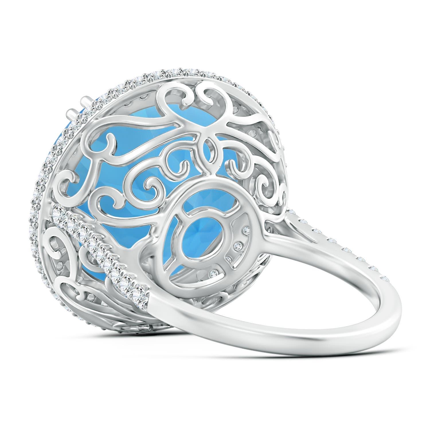 GIA Certified Swiss Blue Topaz Double Halo Ring in White Gold 4