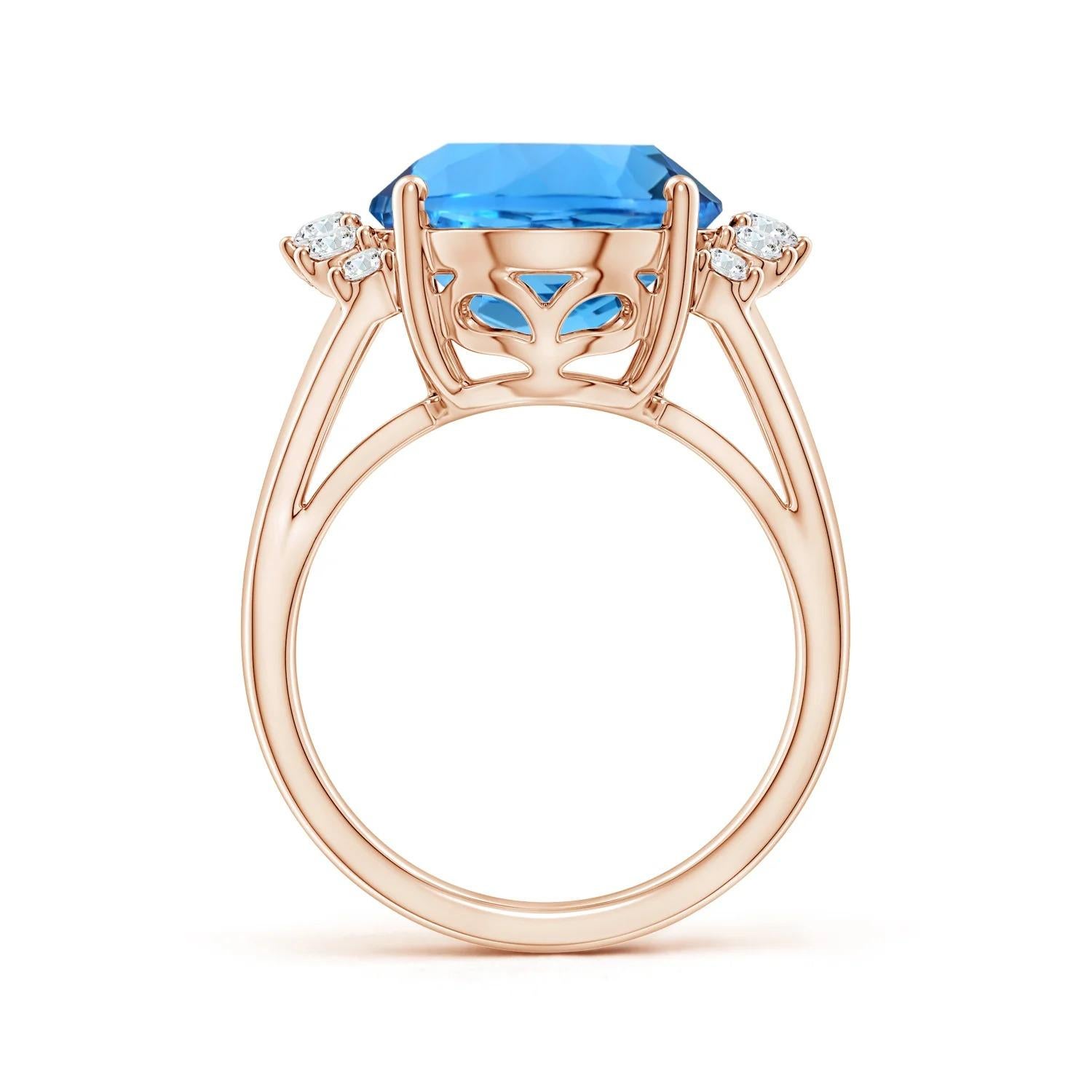 For Sale:  GIA Certified Swiss Blue Topaz Ring in Rose Gold with Side Diamonds 3