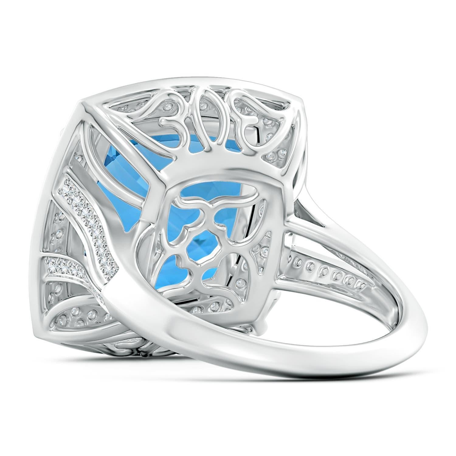 For Sale:  ANGARA GIA Certified Swiss Blue Topaz Ring in White Gold with Diamond Halo 4