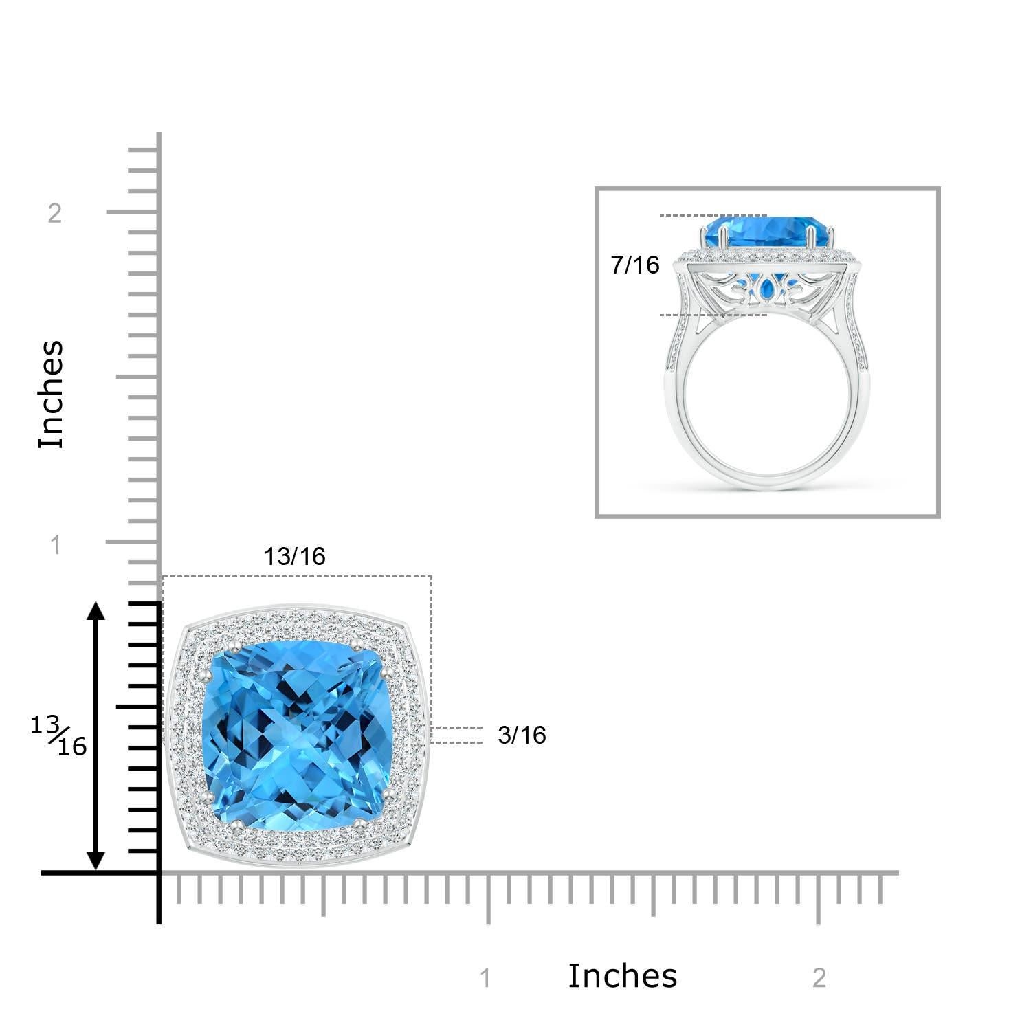 ANGARA GIA Certified Swiss Blue Topaz Ring in White Gold with Diamond Halo 7