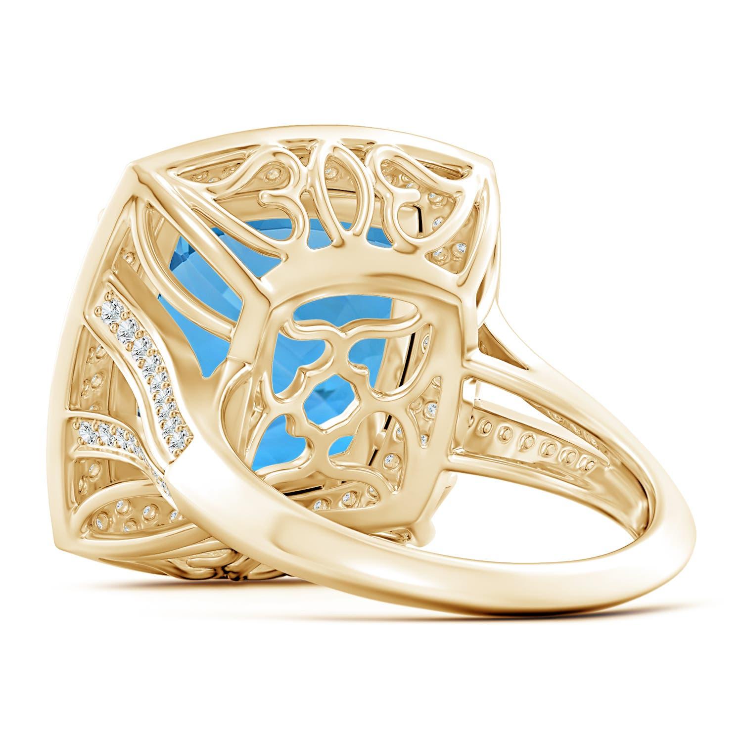 Im Angebot: GIA-zertifizierter Schweizer Blautopas-Ring aus Gelbgold mit Diamant-Halo () 4