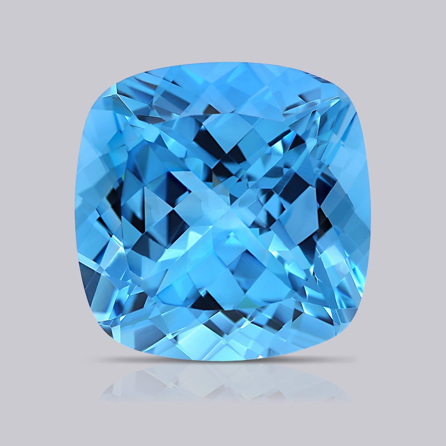 Im Angebot: GIA-zertifizierter Schweizer Blautopas-Ring aus Gelbgold mit Diamant-Halo () 5