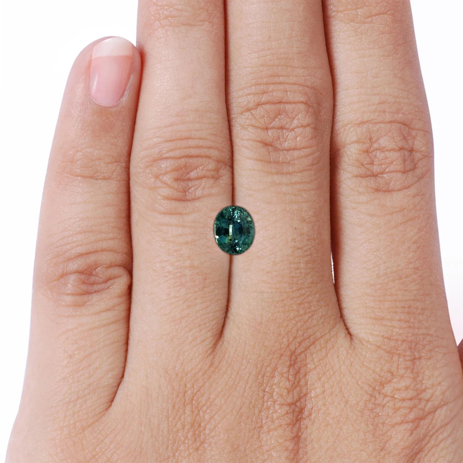 ANGARA GIA Certified Teal Sapphire Bypass Ring in White Gold with Diamonds 6