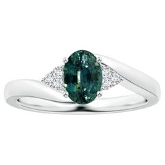 ANGARA GIA zertifizierter Teal Saphir Bypass-Ring aus Weißgold mit Diamanten