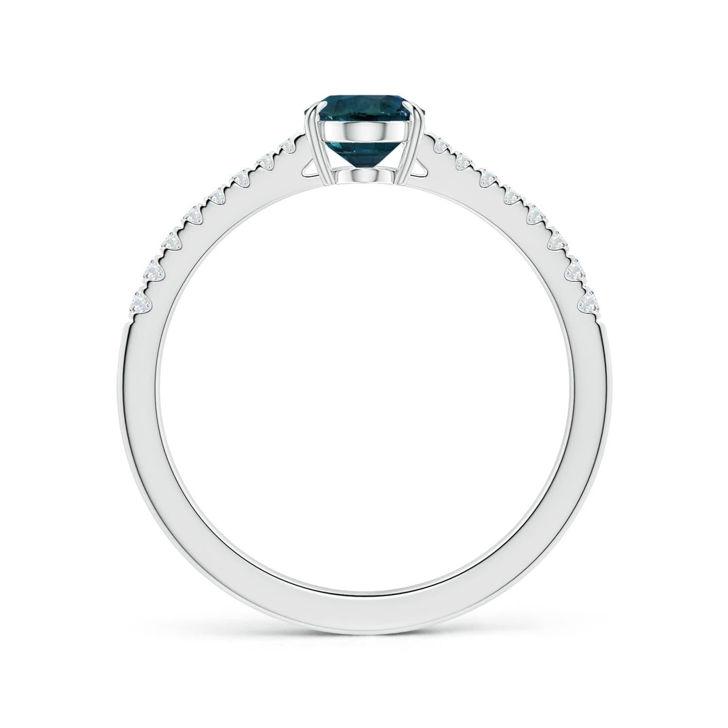 For Sale:  ANGARA GIA Certified Teal Sapphire Ring in Platinum with Diamonds 2