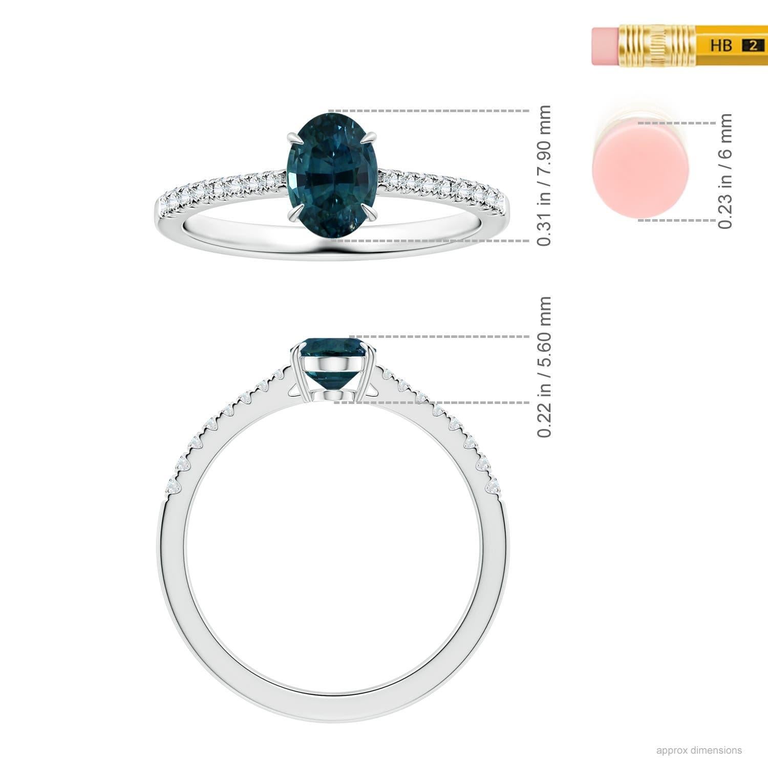 For Sale:  ANGARA GIA Certified Teal Sapphire Ring in Platinum with Diamonds 5