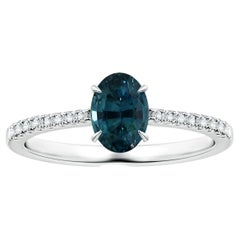 ANGARA GIA Certified Teal Sapphire Ring in Platinum with Diamonds