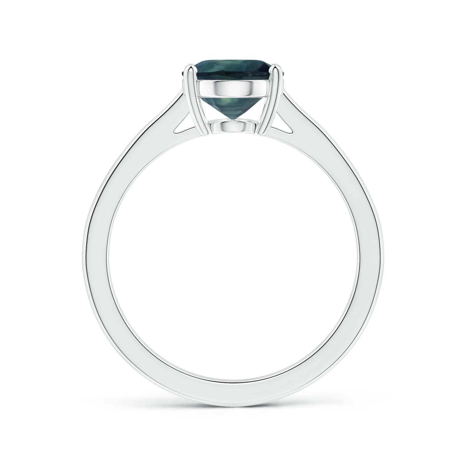 For Sale:  ANGARA GIA Certified Teal Sapphire Ring in Platinum with Reverse Tapered Shank 2