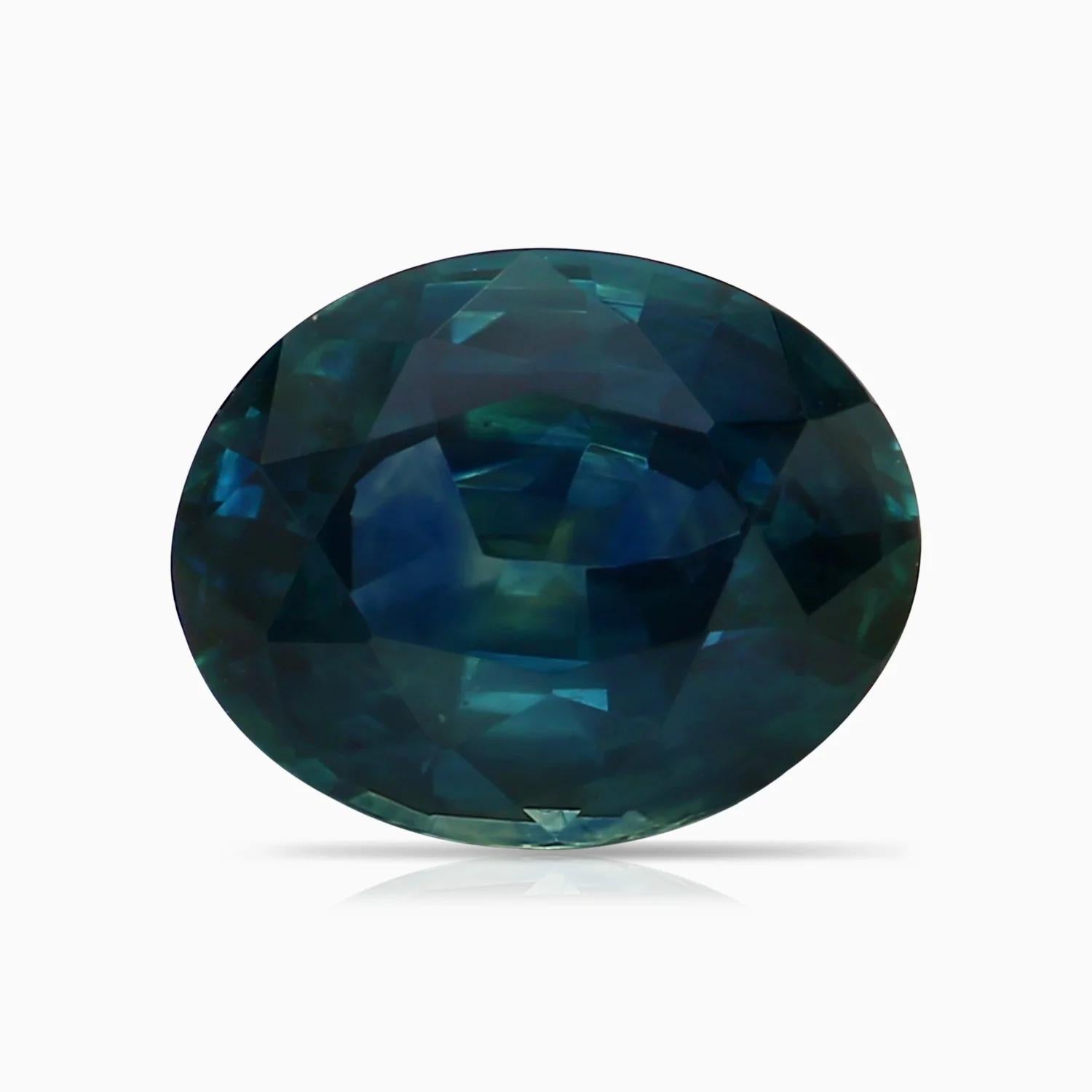 ANGARA GIA Certified Teal Sapphire Ring in Platinum with Reverse Tapered Shank 6