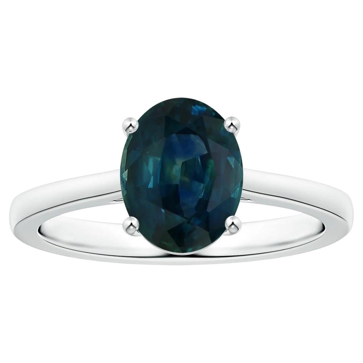 For Sale:  ANGARA GIA Certified Teal Sapphire Ring in Platinum with Reverse Tapered Shank