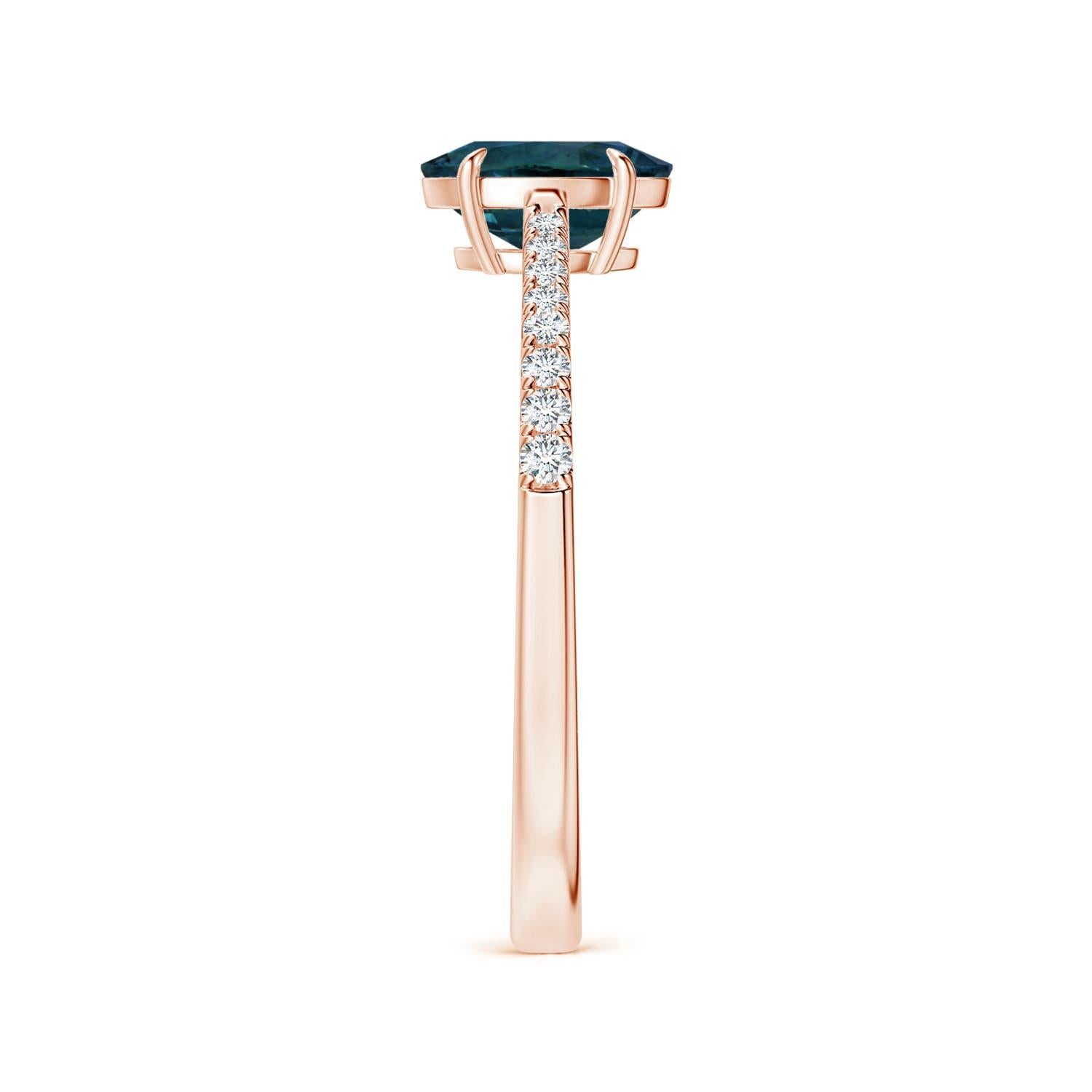 En vente :  ANGARA Bague saphir sarcelle certifié GIA en or rose avec diamants 4