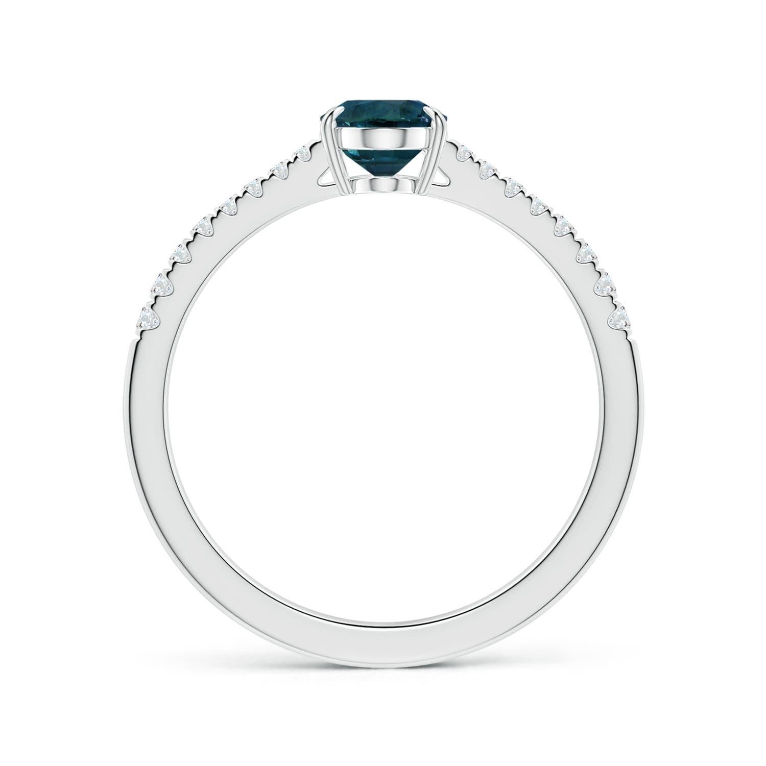 ANGARA GIA Certified Teal Sapphire Ring in White Gold with Diamonds 2
