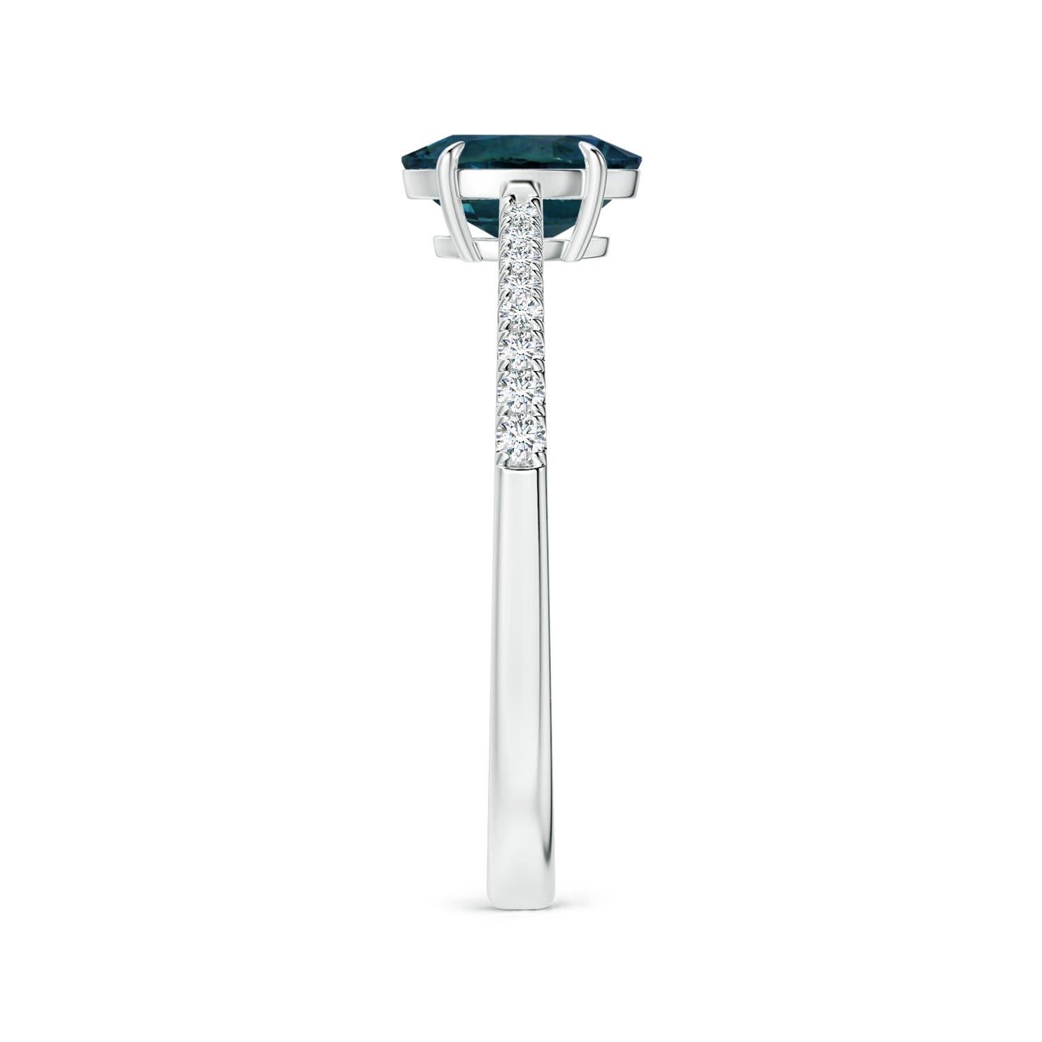 ANGARA GIA Certified Teal Sapphire Ring in White Gold with Diamonds 4