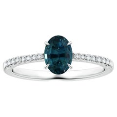 ANGARA GIA Certified Teal Sapphire Ring in White Gold with Diamonds