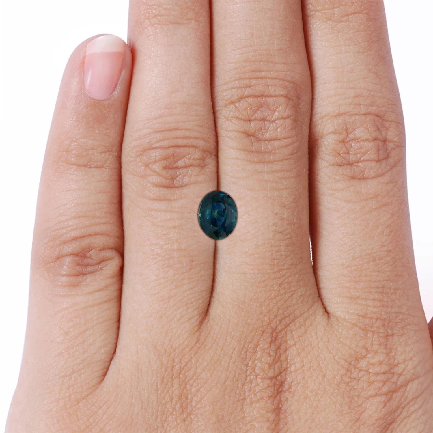 ANGARA GIA Certified Teal Sapphire Ring in White Gold with Reverse Tapered Shank 7