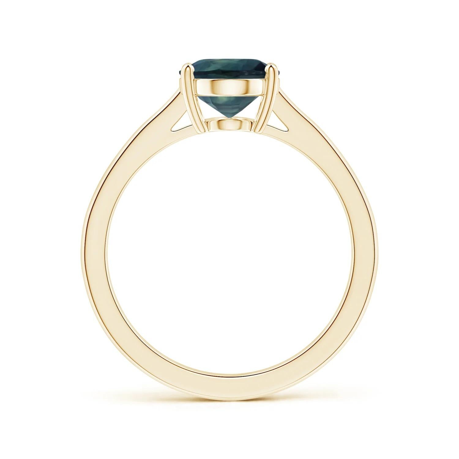 ANGARA GIA Certified Teal Sapphire Ring in Yellow Gold 2