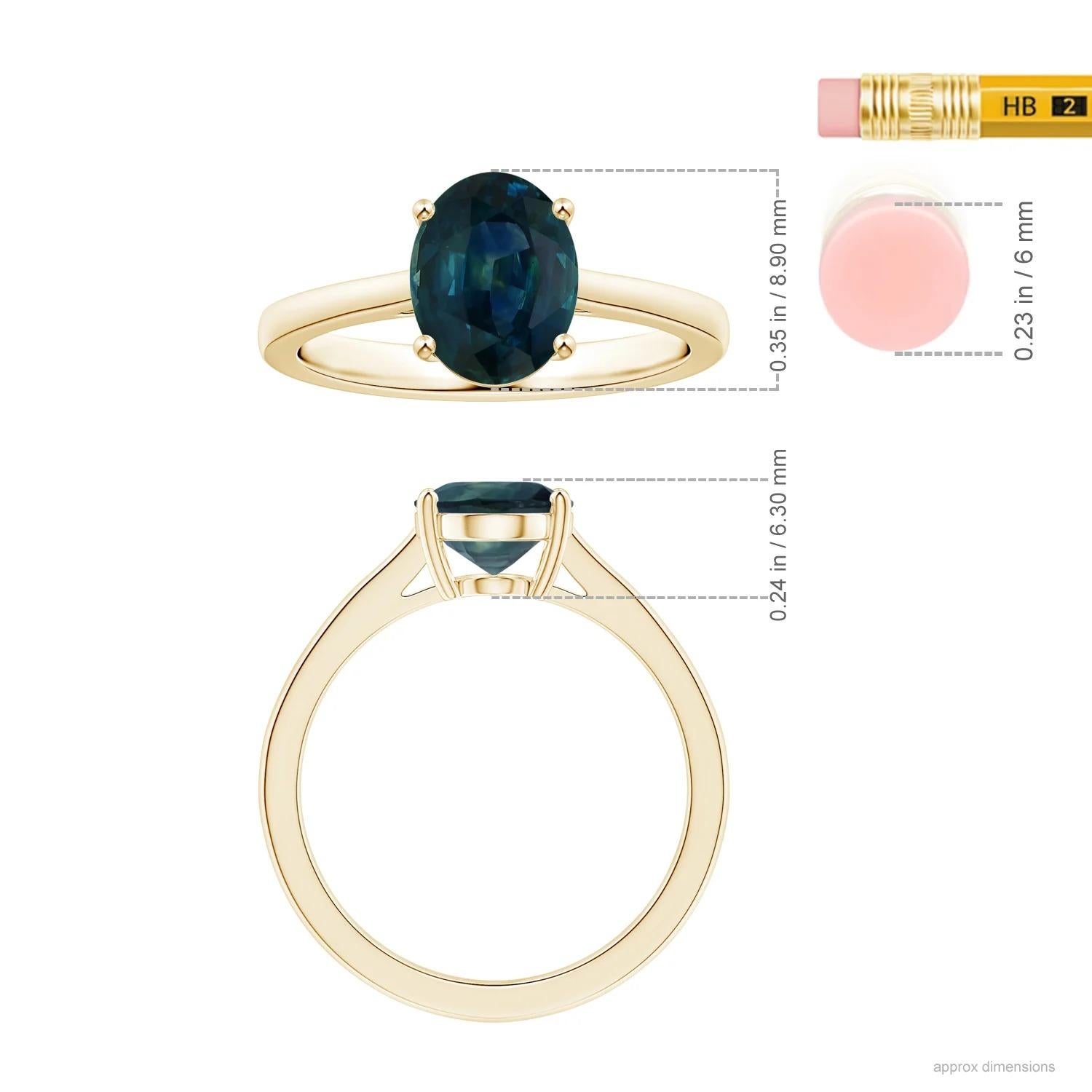 ANGARA GIA Certified Teal Sapphire Ring in Yellow Gold 5