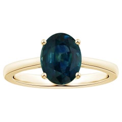 ANGARA GIA Certified Teal Sapphire Ring in Yellow Gold