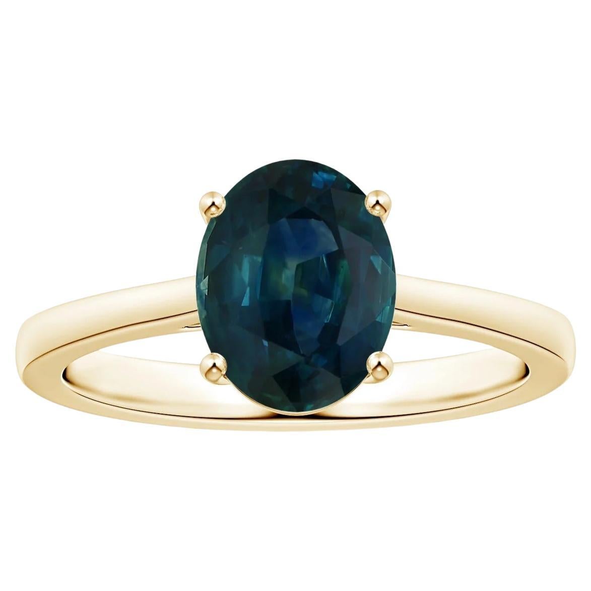 ANGARA GIA Certified Teal Sapphire Ring in Yellow Gold