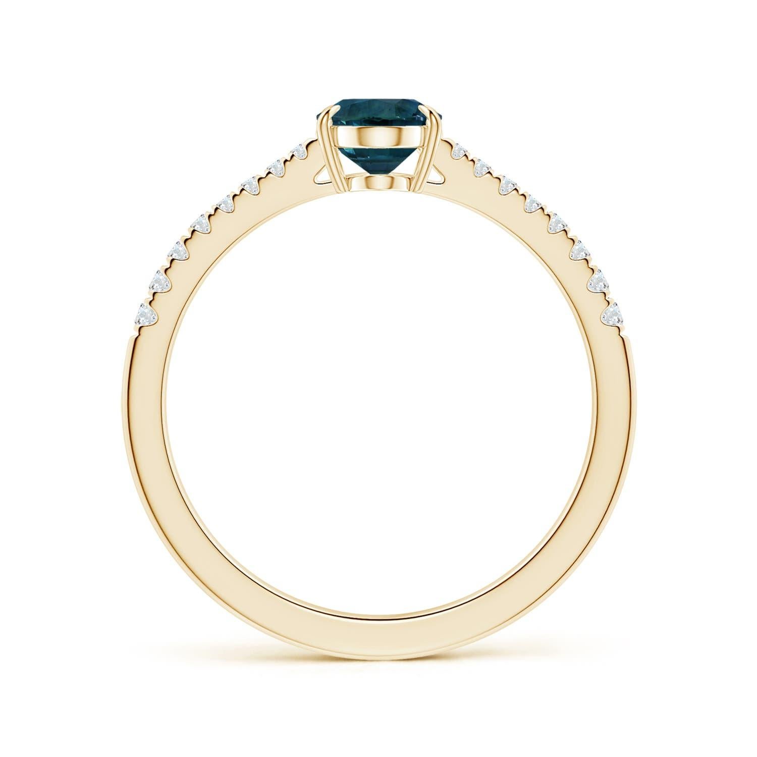 For Sale:  ANGARA GIA Certified Teal Sapphire Ring in Yellow Gold with Diamonds 2